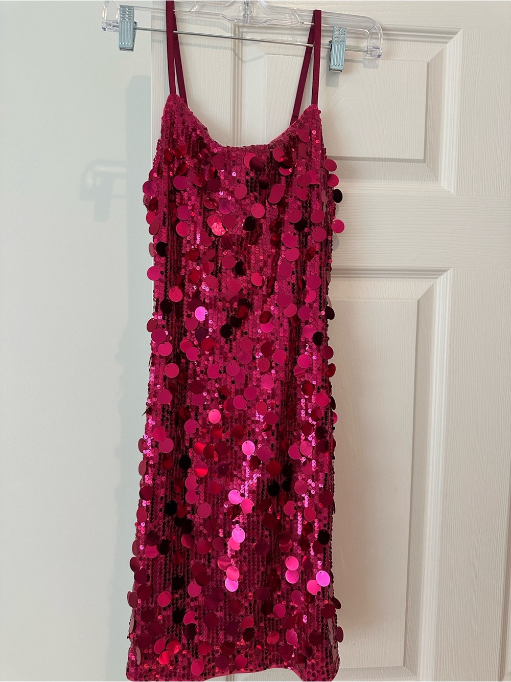 SHEIN Hot Pink Sequin Party Dress for Girls